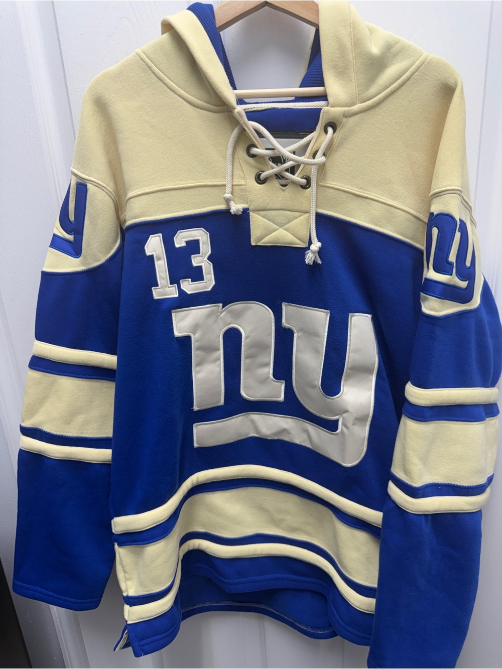 NFL NY Giants Hockey-Style Hoodie Sweater Sweatshirt Jersey Odell Beckham OBJ